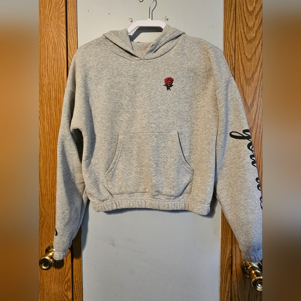 Rue21 Gray Hoodie with Rose Detail